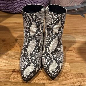 Madden Girl Black and White Snakeskin Ankle Booties